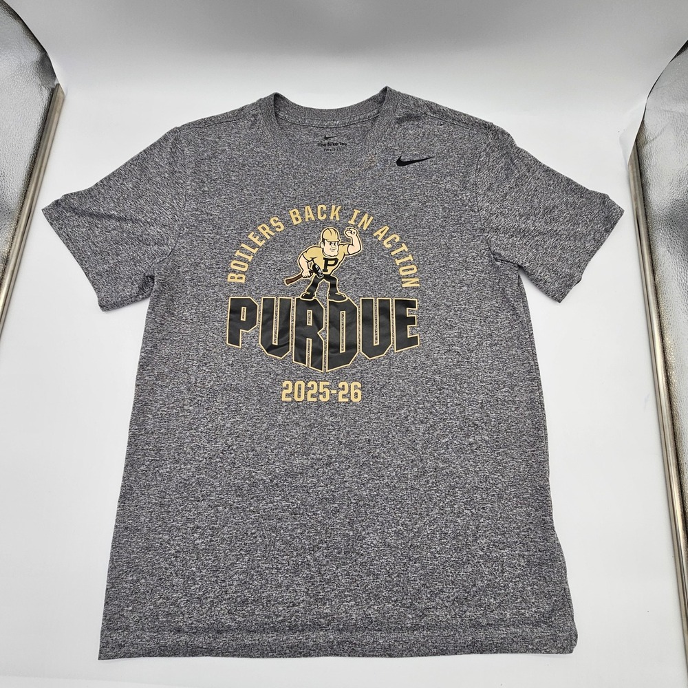 Nike Purdue Boilermakers T-Shirt Men S Gray Dri-Fit NCAA Boilers Back In Action